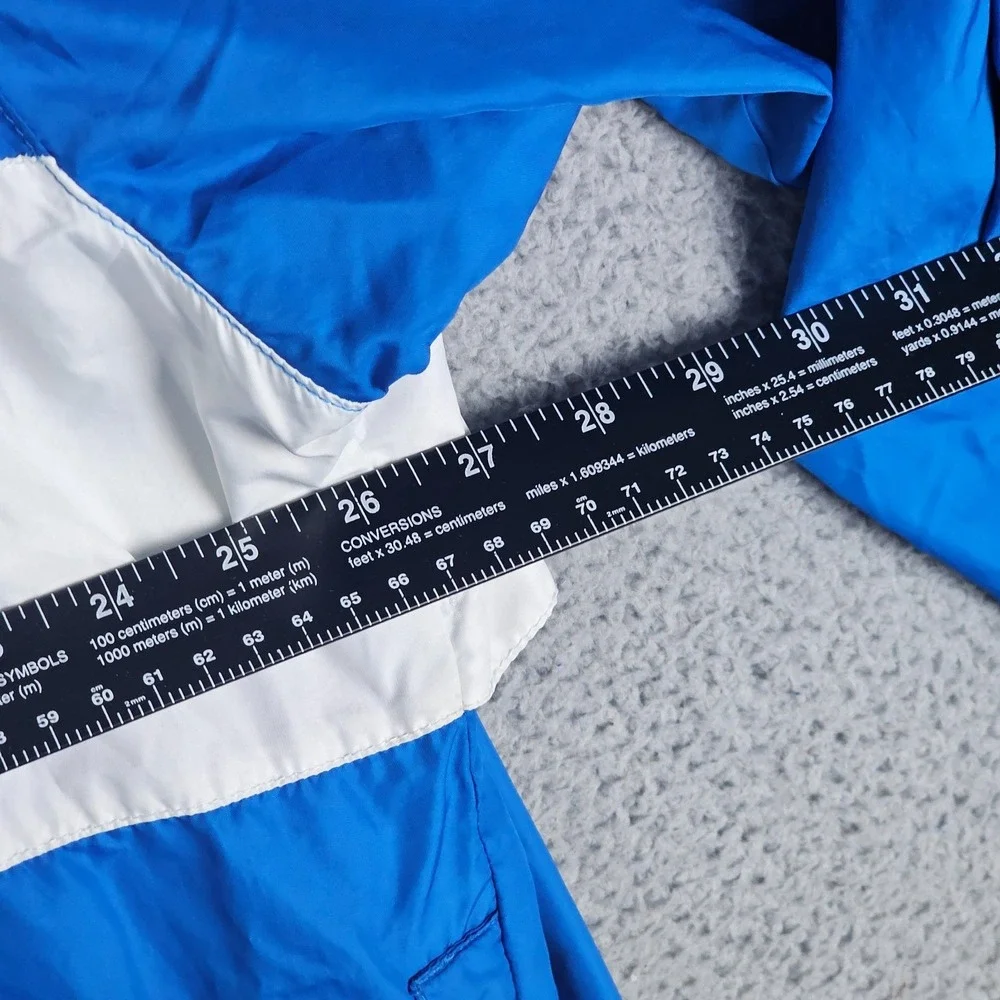 VTG Nike Team Sports Windbreaker Coat Mens XL‎ Blue White Swoosh Hooded Full Zip